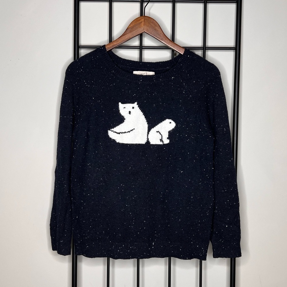 LOFT Polar Bear Speckled Sweater Sz S - Picture 7 of 7
